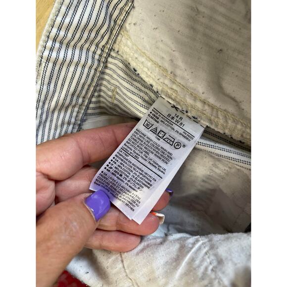 GAP chinos pants trousers women's 14 white blue seersucker look girlfriend - Picture 9 of 14